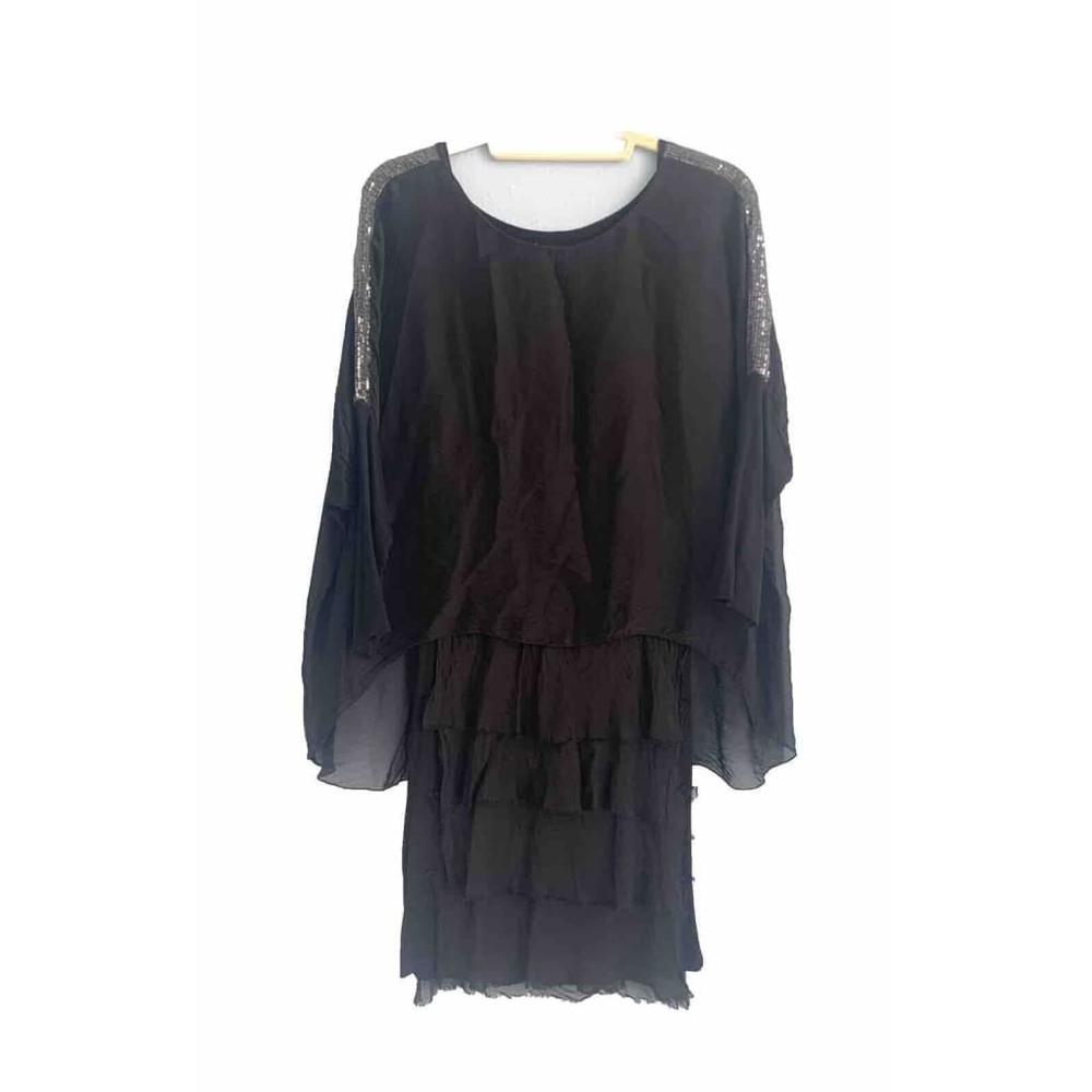 Bolufe Italian Silk Dress Sequin Ruffle Medium